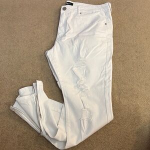 Fashion Nova White Distressed Jeans
